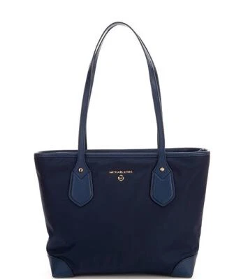 NWT Michael Kors Eva Navy Nylon Small Top Zip Tote Bag $178 - Image 1 of 4