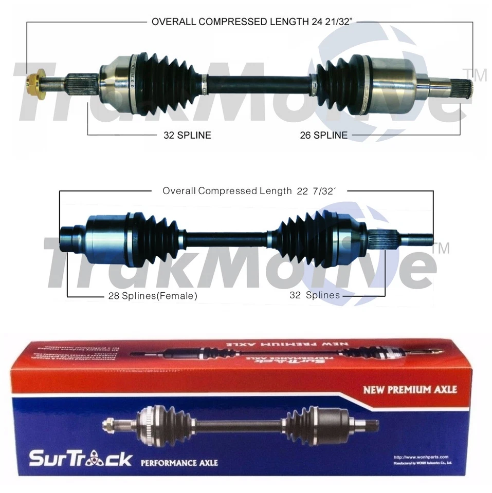 SurTrack Pair Set of 2 Front CV Axle Shafts For Dodge Caliber 2.4l 4L Turbo FWD - Image 1 of 1