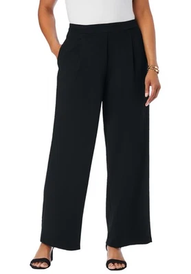 Jessica London Women's Plus Size Stretch Knit Crepe Wide Leg Pant - Image 1 of 4
