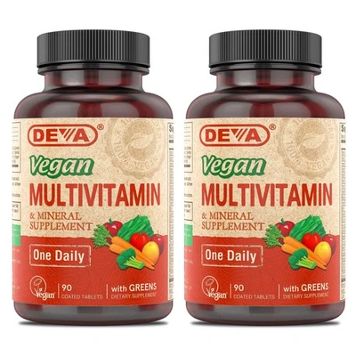 DEVA Vegano Multivitamínico y Mineral con Hierro, 90 Comprimidos Cada uno, Paquete de 2 Foto 1 de 4