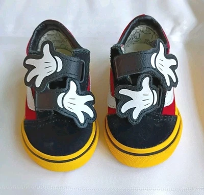 Vans Disney Mickey Manos Abrazo Negro Rojo Amarillo Zapatos Bebé Niño 3 DIFÍCILES DE ENCONTRAR Foto 1 de 4