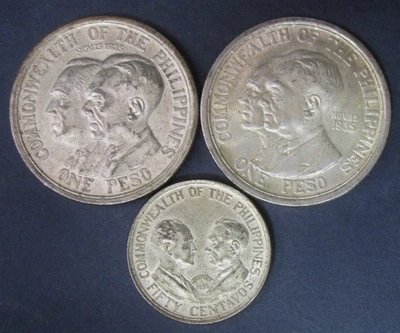 (Rare Very Low-Mintage) 1936 US Philippines Silver Commemorative 3-Coin Set - Image 1 of 4