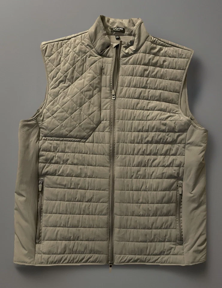 Vivid Golf Lightweight Hybrid Vest 4-way Stretch Thermal Gray Logo Large JBHS - Image 1 of 4