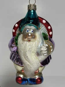 Kurt Adler Polonaise Snow White Dwarf Ornament with Red Mushroom Blown Glass - Picture 1 of 9
