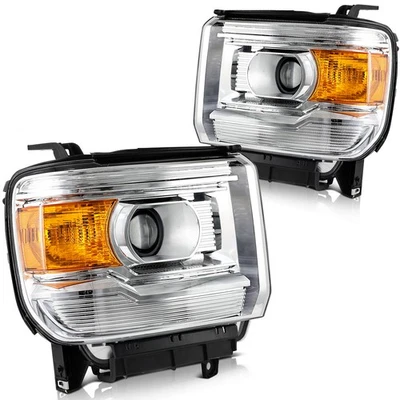 Par de faros para GMC Sierra 2500HD 3500HD 2017-2019 negro proyector Foto 1 de 4