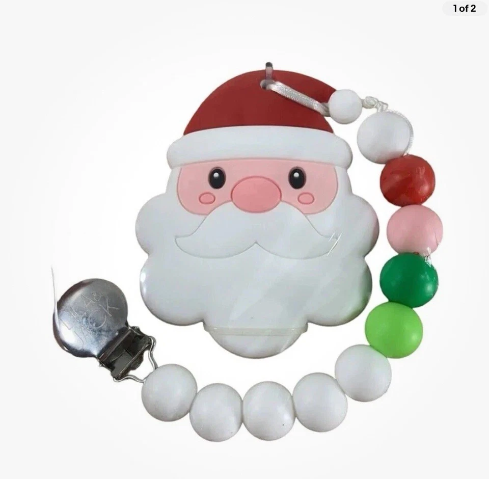 Lila & Jack Holiday Christmas Santa Pacifier Clip & BPA Free Silicone Teether - Image 1 of 2