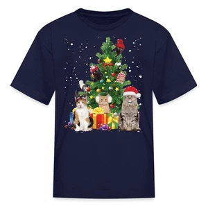 Christmas Tree Cats Catmas Kid's T-Shirt - Picture 1 of 13