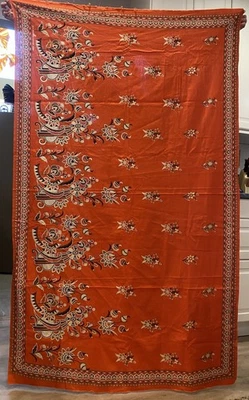 Cotton Batik Indonesia Sarong Fabric 41x69 Rosalinda No. 1053 Orange - Image 1 of 4