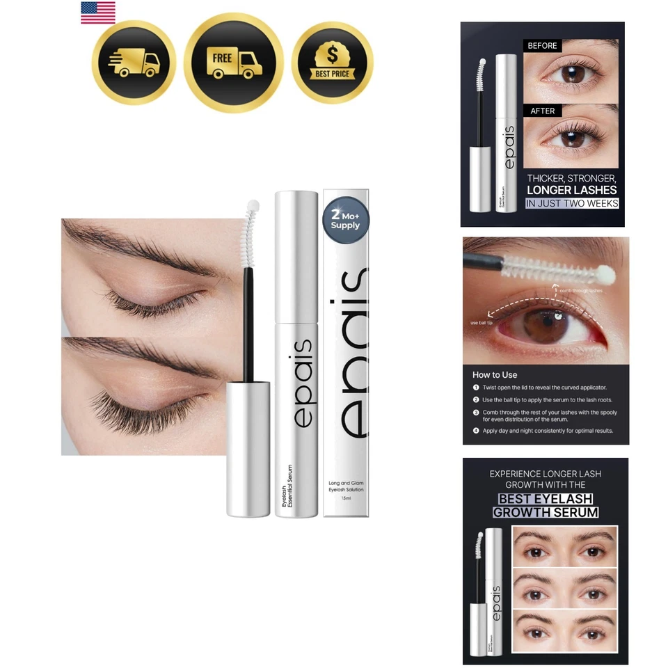 Eyelash Growth Serum Natural Longer Thicker Lashes Safe Gentle 15ml - Image 1 of 4