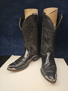 Botas de Vaquero de Cuero Negro Puntera Corta de Metal Occidental LAREDO DE COLECCIÓN para Hombres 8EE EE. UU. - Imagen 1 de 13