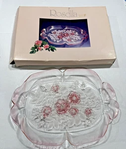 MIKASA Pink Rosella Crystal Glass Large 16" Serving Tray w/ Original Box NEW - Picture 1 of 10