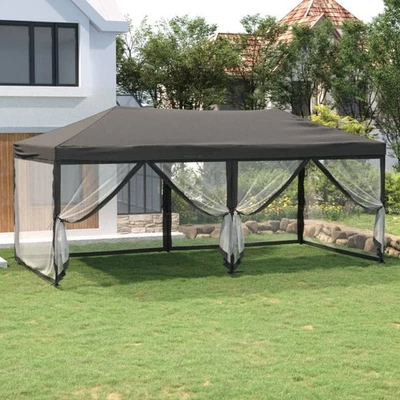Anthrazit 3x6m Falt Partyzelt Pavillon 210D Oxford Polyester, Stahl Seitenwände - Bild 1 von 4