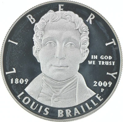 2009-P Proof Louis Braille Commemorative Silver Dollar $1 *3083 - Image 1 of 3