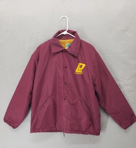 VTG Maple Athletic Jacket Men Large Burgundy Coach Lined Windbreaker USA 80s - Picture 1 of 17
