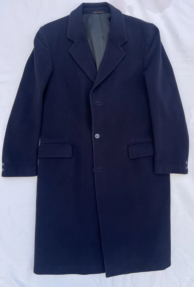 Vintage Harvard Coop Society Wool Overcoat Mens Size 44 Blue Made in Yugoslavia  - Image 1 of 4