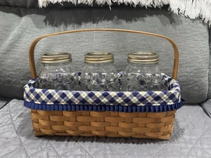 Longaberger 2004 Blue Ribbon Canning Basket With All 3 Jars, Liner, Protector! - Picture 1 of 1