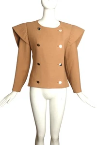 PIERRE CARDIN Boutique-1996 Chaqueta de Lana Esculpida Beige, Talla-4 - Imagen 1 de 5