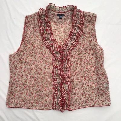 Blusa para mujer L roja y rosa con volantes florales - ¡Linda! Foto 1 de 4