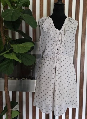 Vestido H&M Mujer US 10/M- Sin Mangas Volantes Estampado Floral Botón Verano Foto 1 de 4