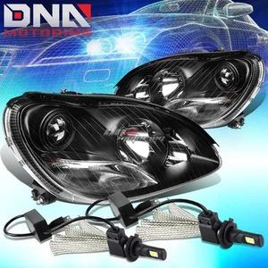 BLACK PROJECTOR HEADLIGHT+FOG+SIGNAL LIGHT+6000K WHITE LED SYSTEM FIT 00-06 W220 - Picture 1 of 12
