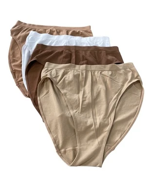 Rhonda Shear 4 Pack Original Seamless Ahh Brief Plus Size 2X White Beige 547.2 - Image 1 of 4