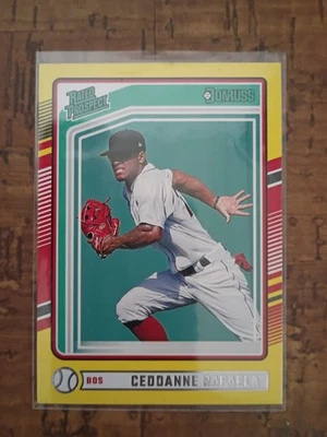 2024 Panini Donruss Baseball #128 Ceddanne Rafaela Rated Prospect Yellow Flood - Image 1 of 2