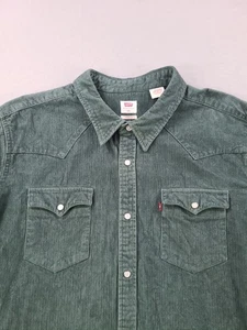 Levis Hemd Herren XXL Grün Cord Pearl Snap Western Baumwolle Heavy - Bild 1 von 7