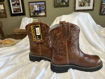 Ariat Fatbaby 14930 Western Saddle Brown Leather Rodeo Boots Kids Sz US 6B - Image 1 of 4