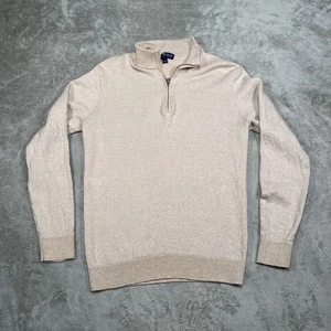 Peter Millar Sweater Mens Medium Beige Half Zip Pullover Wool Linen Blend Casual - Picture 1 of 8