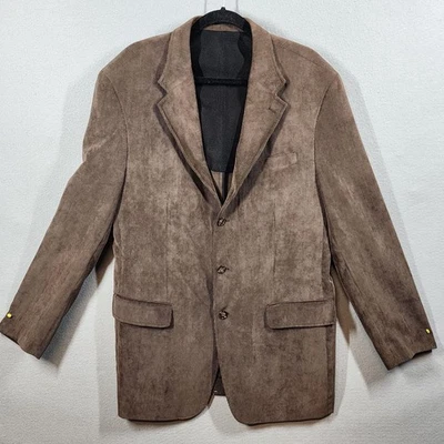 Blazer masculino LaCrosse 44L marrom veludo casaco esportivo 3 botões entalhe bolsos de lapela - Imagem 1 de 4