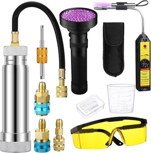 AC Leak Detector Kit R1234yf R134a R410a UV Dye Injector w/ Glasses & Light - Picture 1 of 7
