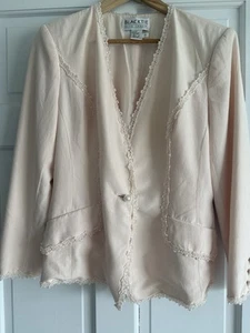 BLACK TIE OLEG CASSINI Sequenz Perlen Blazer Jacke Perlen 100 % Seide Größe 12 - Bild 1 von 14