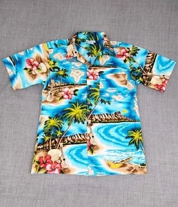 RJC Made In USA Hawaiian Islands Button Down Printed Shirt. KIDS SIZE 12 - Picture 1 of 5