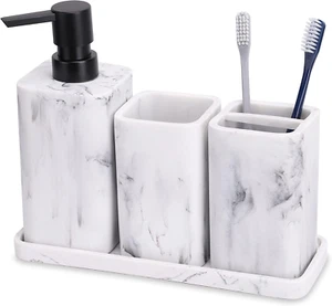 Bathroom Accessory Sets, 4 Pieces Bathroom Accessories Complete Set Vanity Count - Picture 1 of 12