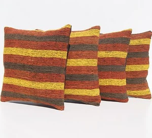 ANTIQUE PILLOW SHAM TURKISH SQUARE 20+ HAND WOVEN YELLOW KILIM AREA RUGS 12"X12" - Bild 1 von 5