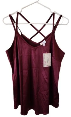 Camiseta sin mangas Lularoe Sólida Ciruela Púrpura Pequeña Daniella Satinada V Espalda Cruzada S ¡Nueva! Foto 1 de 3