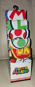 Nintendo Super Mario Men's Crew Sock 6 Pack Pair Size 8-12 NOS - Picture 1 of 1