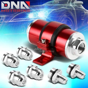 AN6/AN8/AN10 RED 30 MICRON ELEMENT ALUMINUM INLINE FUEL/PETROL FILTER+BRACKET - Bild 1 von 4