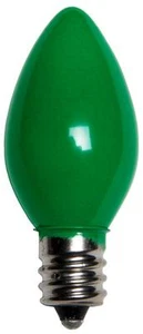 Box of 100 C7 Solid Green Frosted Opaque Indoor/Outdoor Christmas Bulbs - Picture 1 of 1