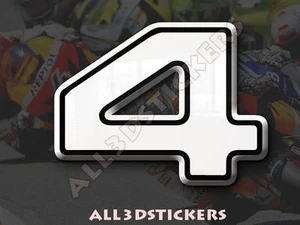 3D Stickers Resin Domed NUMBER 4 FOUR - Color White - 75 mm(3 inches) Adhesive - Bild 1 von 1