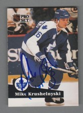 1991-92 Pro Set Autograph #233 Mike Krushelnyski Card Maple Leafs Signature
