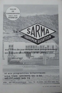 9/1976 PUB SARMA SAINT VALLIER SUR RHONE USINE SALON FARNBOROUGH FRENCH AD - Imagen 1 de 1