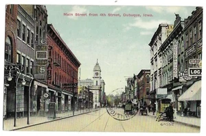 Postal de Dubuque, IA Iowa 1911, escena de la calle principal - Imagen 1 de 3