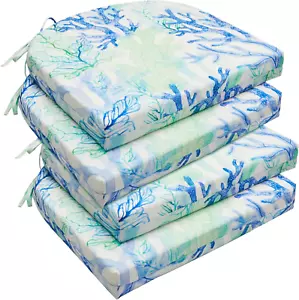 Outdoor Chair Cushions Set of 4 for Patio Furniture, Water-Resistant round Corne - Picture 1 of 12