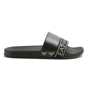 EA7 Emporio Armani XCP011 XK277 Sea World Tape Logo Flip Flop Sliders Black
