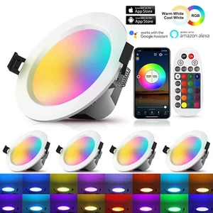 Plafoniera LED 5W 9W RGB dimmerabile plafoniera smart app faretto da incasso 230V - Foto 1 di 16