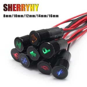 8/10/12/14/16mm 12V-36V Auto Boot LED Armaturenbrett Warnleuchte Kontrollleuchte - Bild 1 von 34