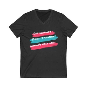 "One Woman's Trash" Unisex Jersey Short Sleeve V-Neck Tee - Picture 1 of 15