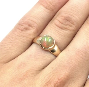 14kt Gold Ring 1.8ct Opal 585 Gelbgold Schmuck moderner Bandring 14K 19.1mm / 60 - Picture 1 of 15