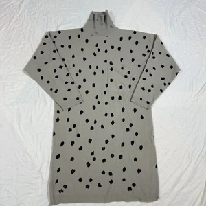 Turnover Dress Womens Extra Large Sweater Turtleneck Lambs Wool Polka Dot Pocket - Picture 1 of 13